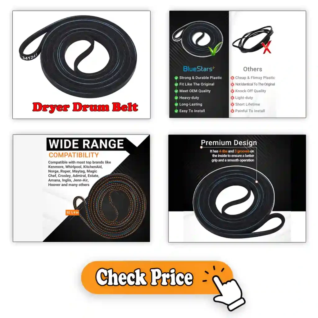 A sturdy dryer drum belt designed for long-lasting performance.