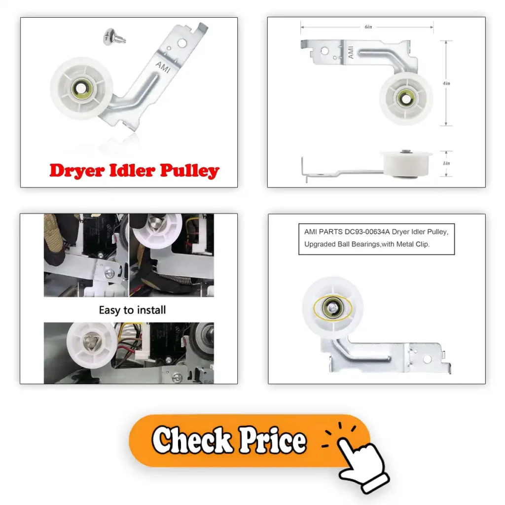 A durable dryer idler pulley for smooth and quiet operation.