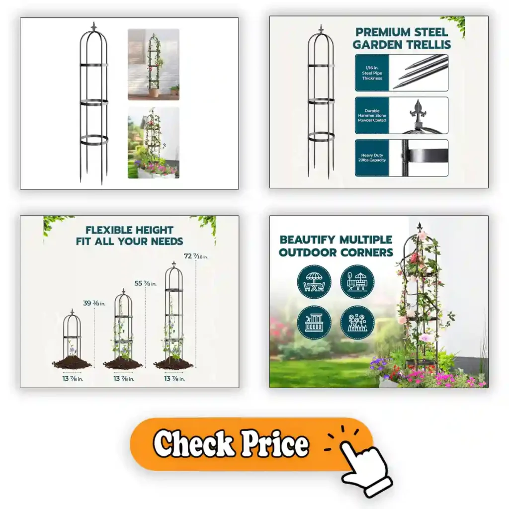 Metal Obelisk Trellis for Climbing Plants Outdoor